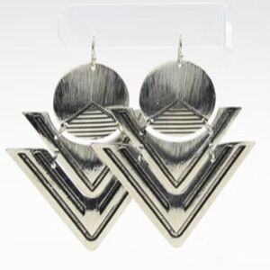 Geometric Silver Pierced Earrings 
(New)